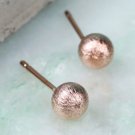 ball rose gold earrings brushed stud tiny