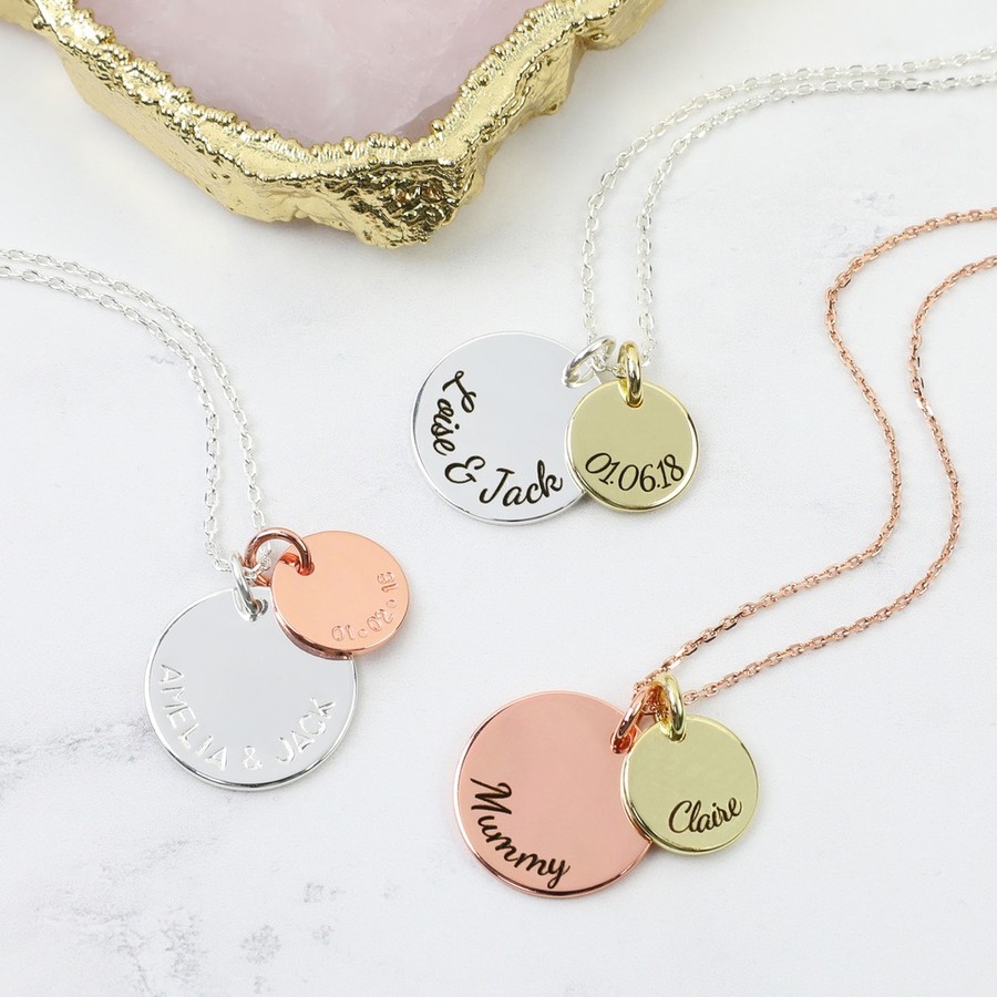 Personalised Double Disc Charm Necklace | Lisa Angel